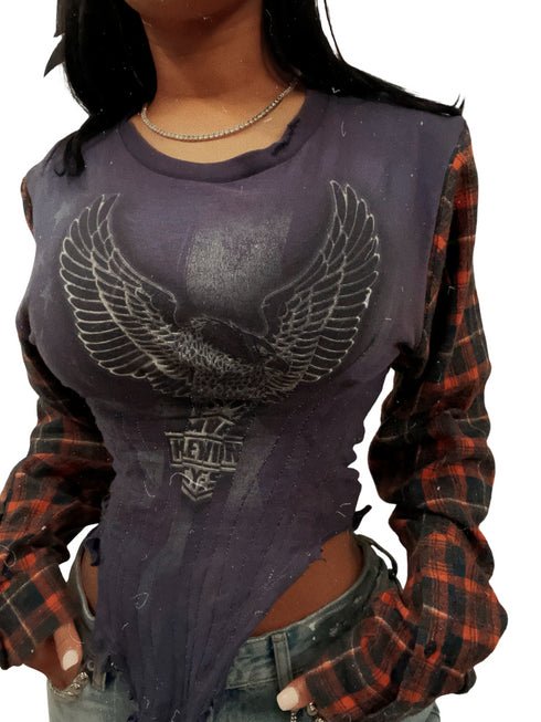 Vintage Big Logo Long Sleeve Flannel Bustier