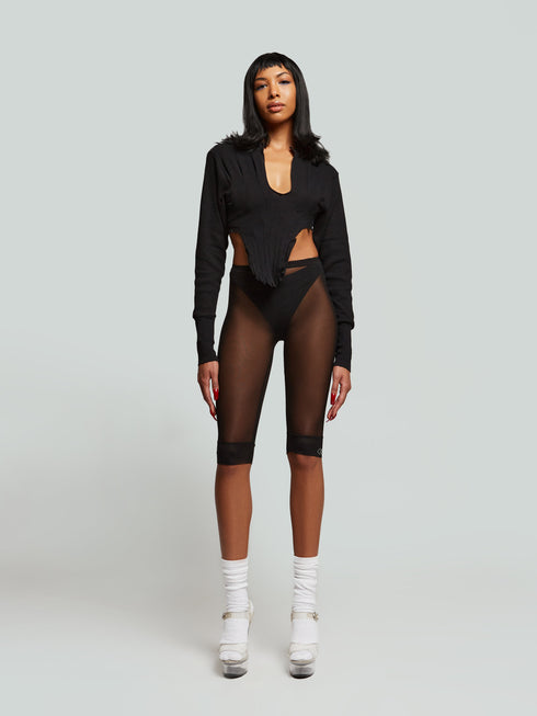 Gabi Long Sleeve Black V Neck