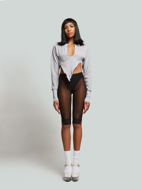 Gabi Long Sleeve Stone Gray V Neck