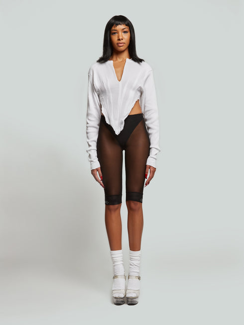 Gabi Long Sleeve White V Neck